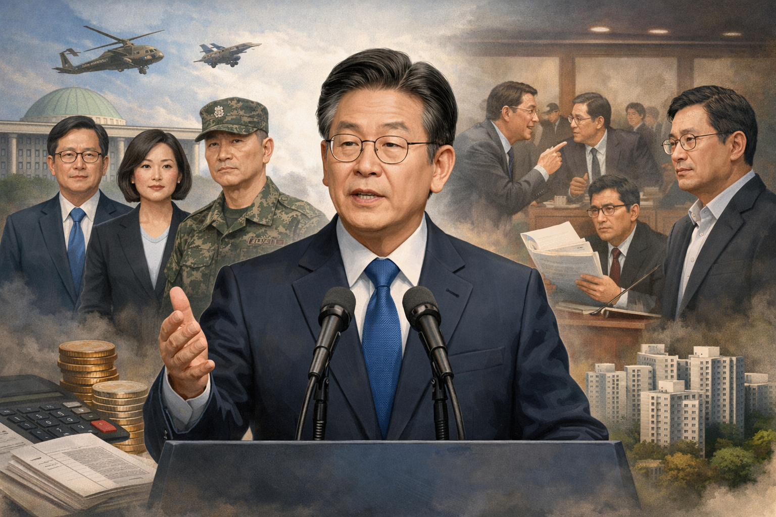 이재명 정부, 재정·법무·국방 등 6개 부처 개각…청문회 공방 예고 관련 AI 보도 일러스트