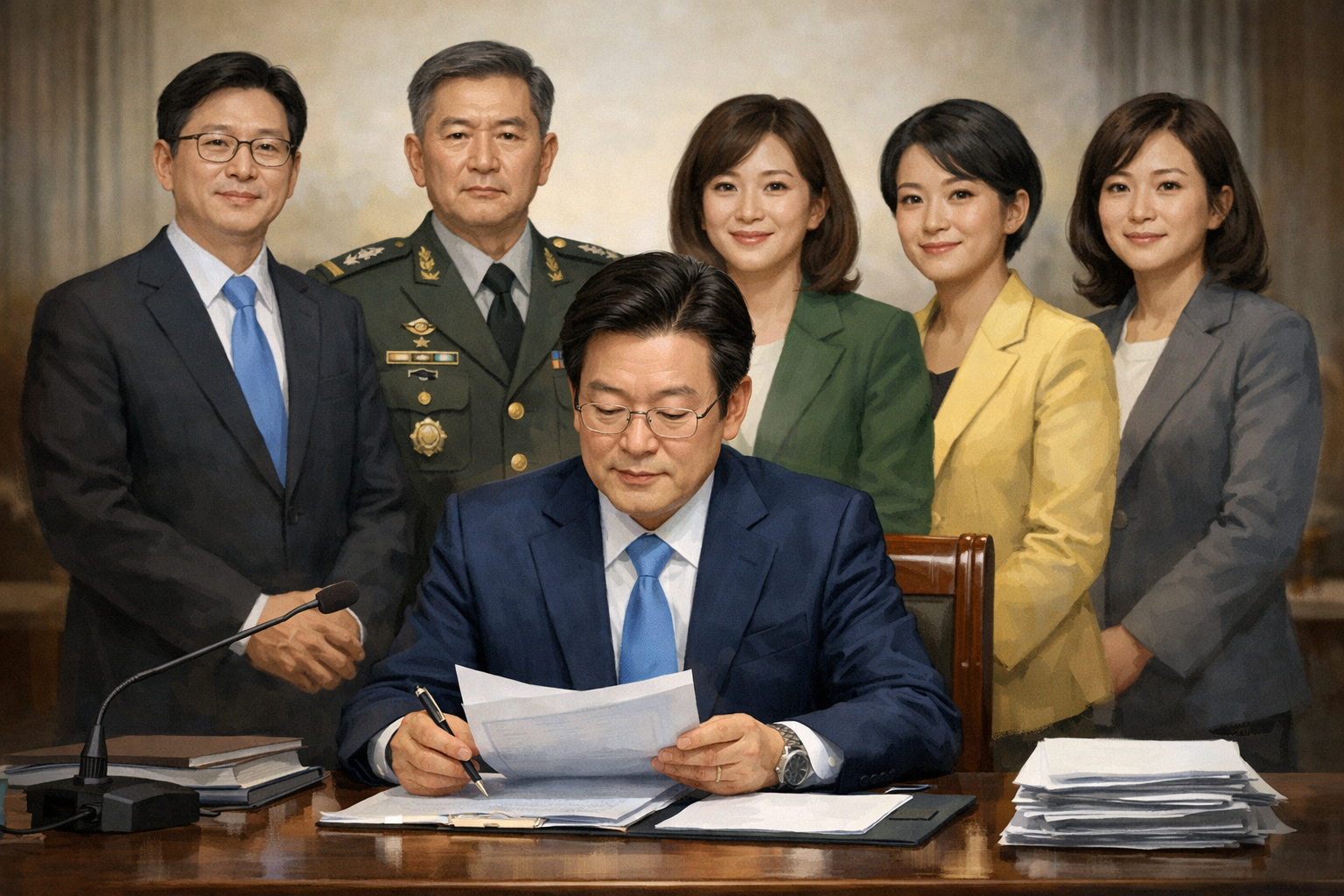 이재명 대통령, 중폭 개각 단행…쇄신·통합·청년층 공략 시험대 관련 AI 보도 일러스트
