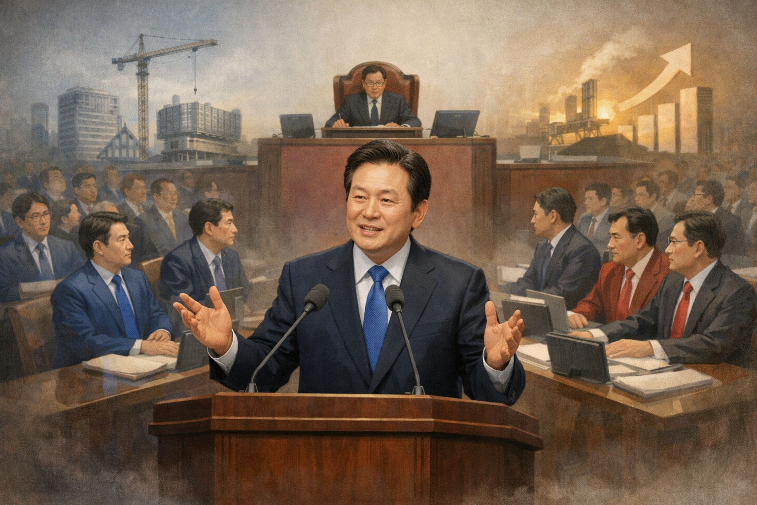 정기국회 개막…이 대통령, 내년도 예산안 초당적 협력 요청 관련 AI 보도 일러스트