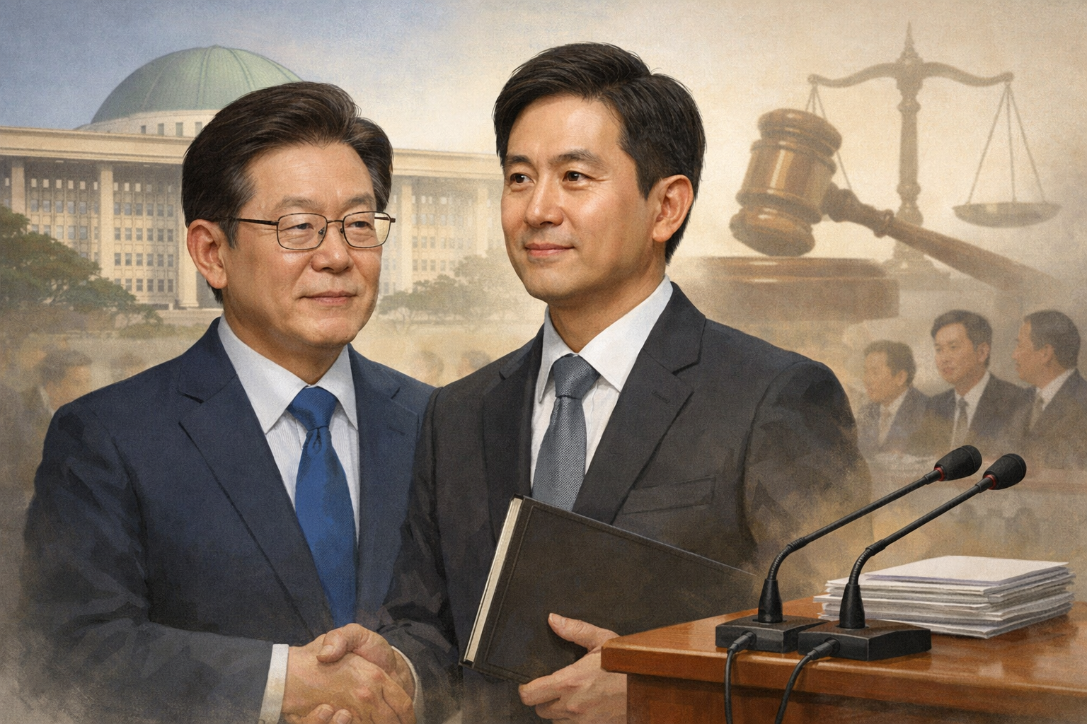 이재명 대통령, 초대 중수청장 후보에 김지용 변호사 지명 관련 AI 보도 일러스트