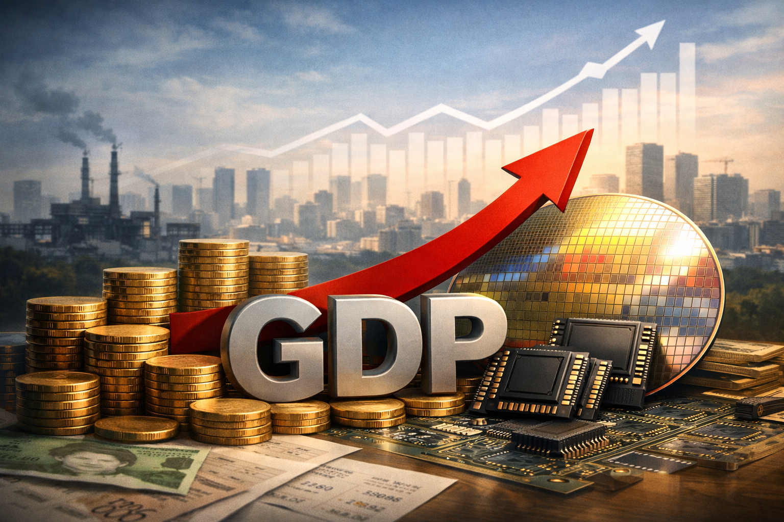 반도체 호조에 2분기 실질 GDP 0.6% 성장…명목 성장률은 47년 만에 최고 관련 AI 보도 일러스트