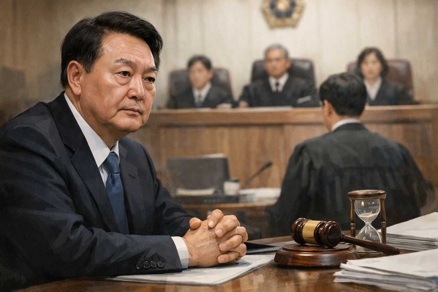 특검, ‘명태균 여론조사 무상수수’ 윤석열 2심에 징역 4년 구형 관련 AI 보도 일러스트
