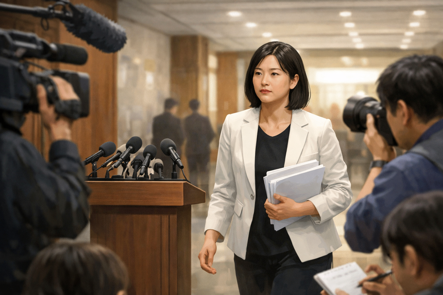 용혜인 장관 후보자, 국회서 긴급 기자회견 예고 관련 AI 보도 일러스트