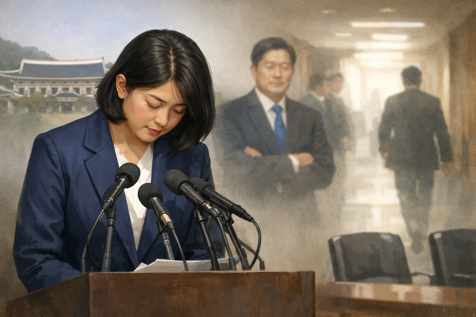 용혜인, 성평등가족부 장관 후보자 지명 2주 만에 사퇴 관련 AI 보도 일러스트