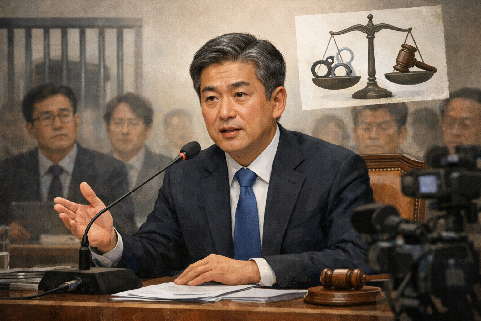 김지용 중수청장 후보자, ‘친윤’ 논란 반박하며 수사·기소 분리 지지 관련 AI 보도 일러스트