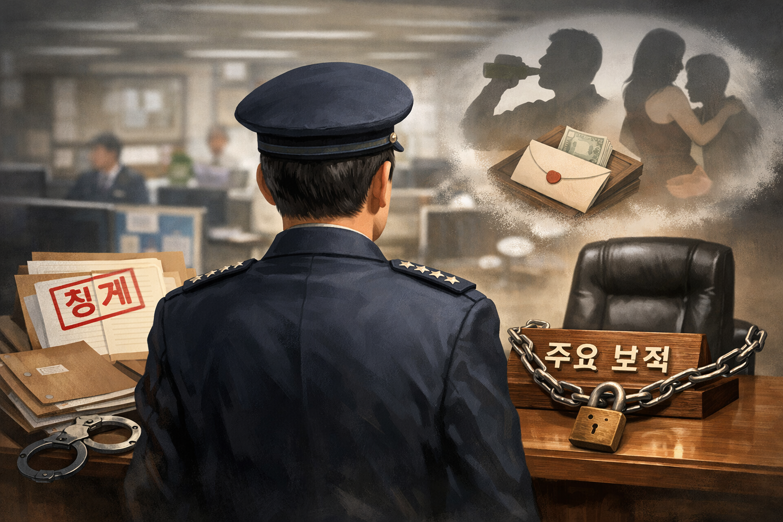 경찰, 중대 비위로 중징계 받은 간부 주요 보직 영구 제한 추진 관련 AI 보도 일러스트