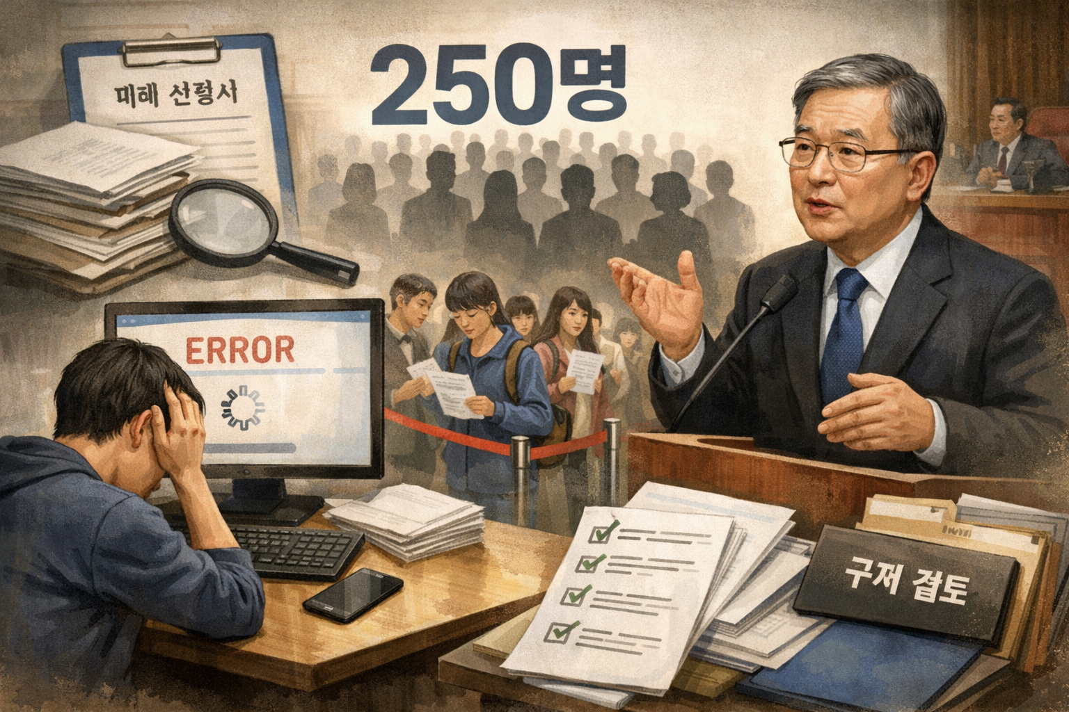 대입 수시 원서접수 장애 피해 구제 대상 250명 안팎 관련 AI 보도 일러스트