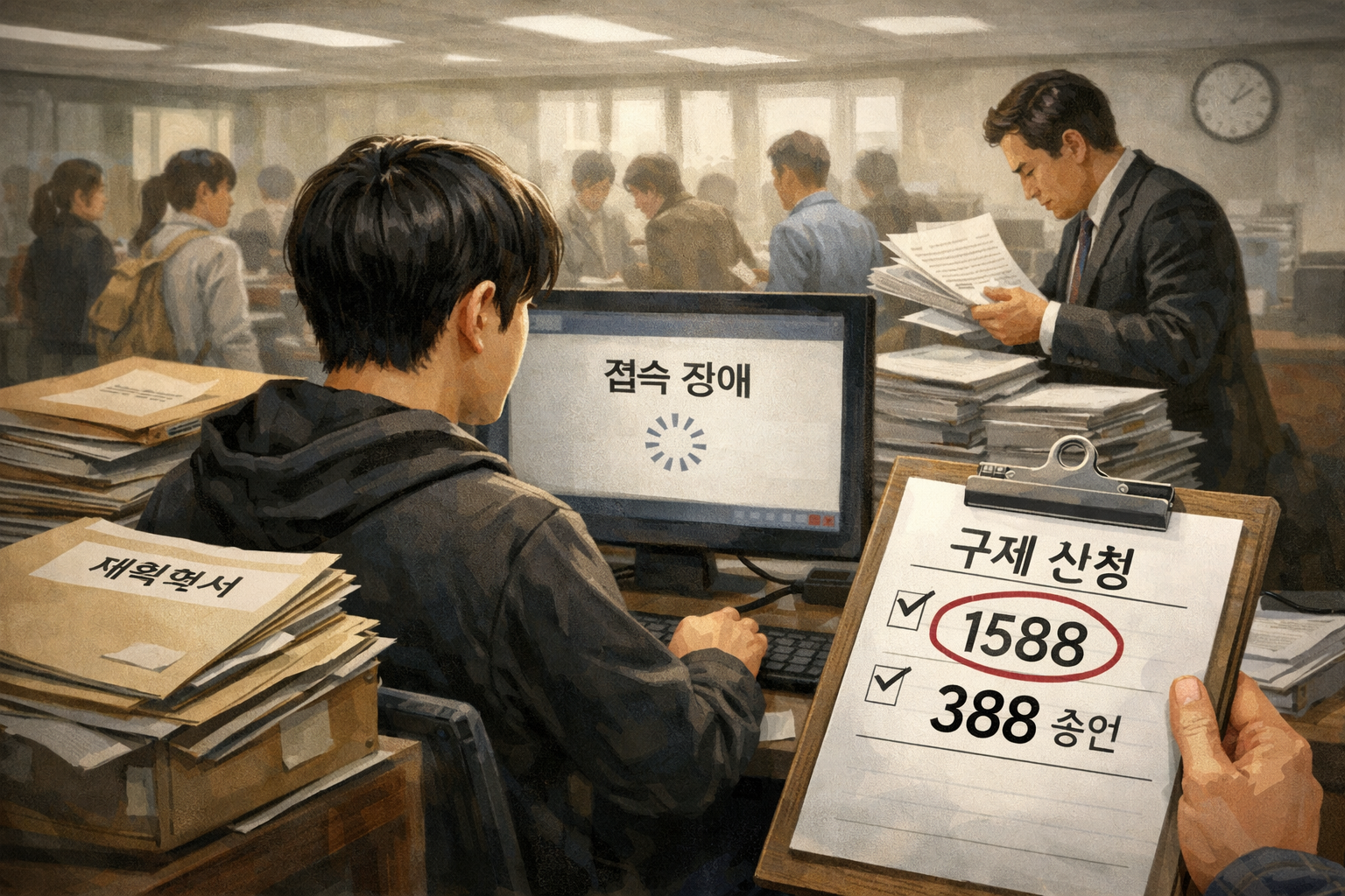 대입 수시 원서접수 장애 구제 신청 1588건…388건 인정 관련 AI 보도 일러스트