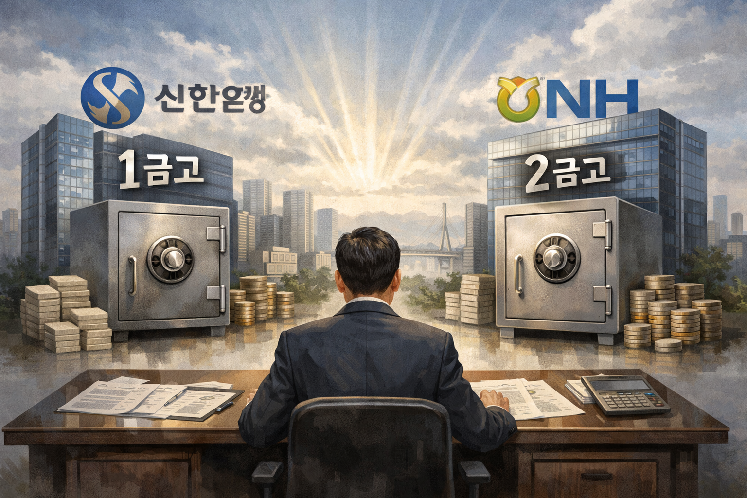 인천시, 신한은행·농협은행에 차기 시금고 운영 맡긴다 관련 AI 보도 일러스트