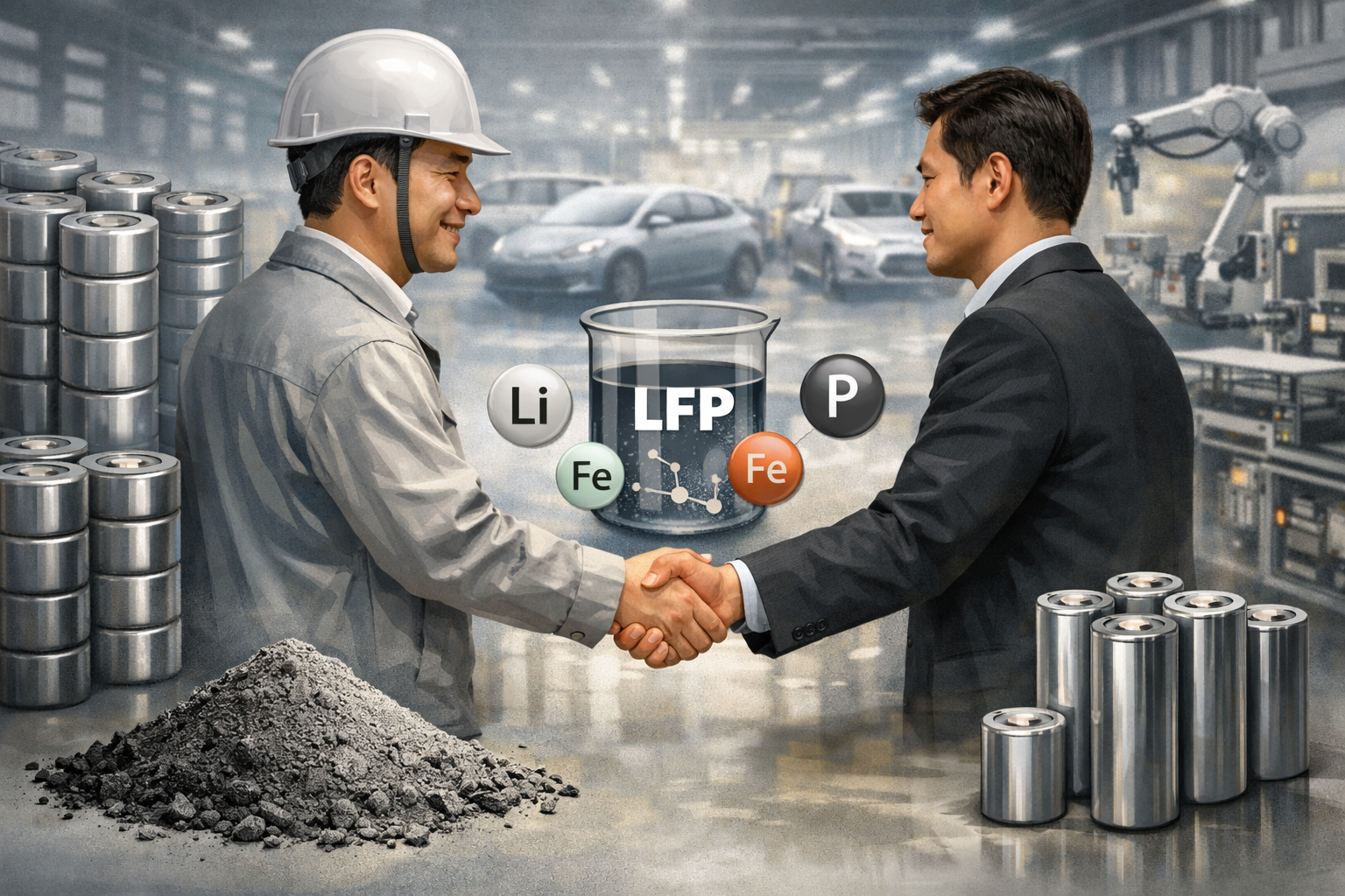 포스코퓨처엠, SK온과 1조원대 LFP 양극재 공급계약 관련 AI 보도 일러스트