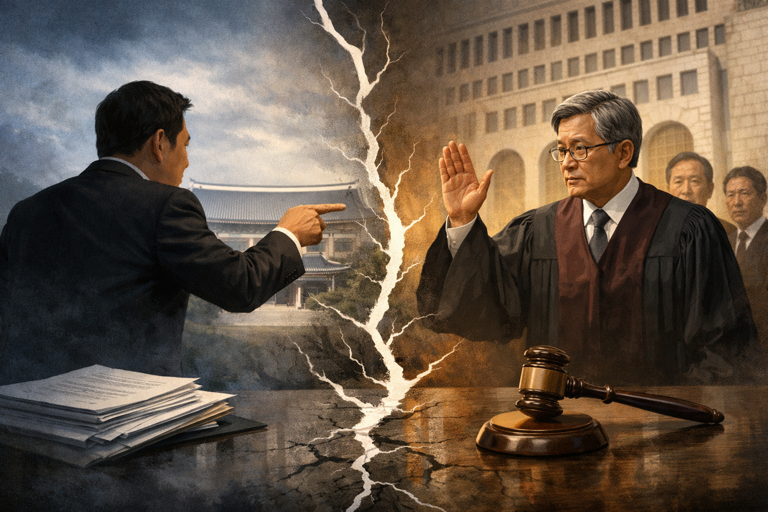 청와대, 대법원장 재제청 거부에 재반박…사법부 구성 놓고 충돌 관련 AI 보도 일러스트