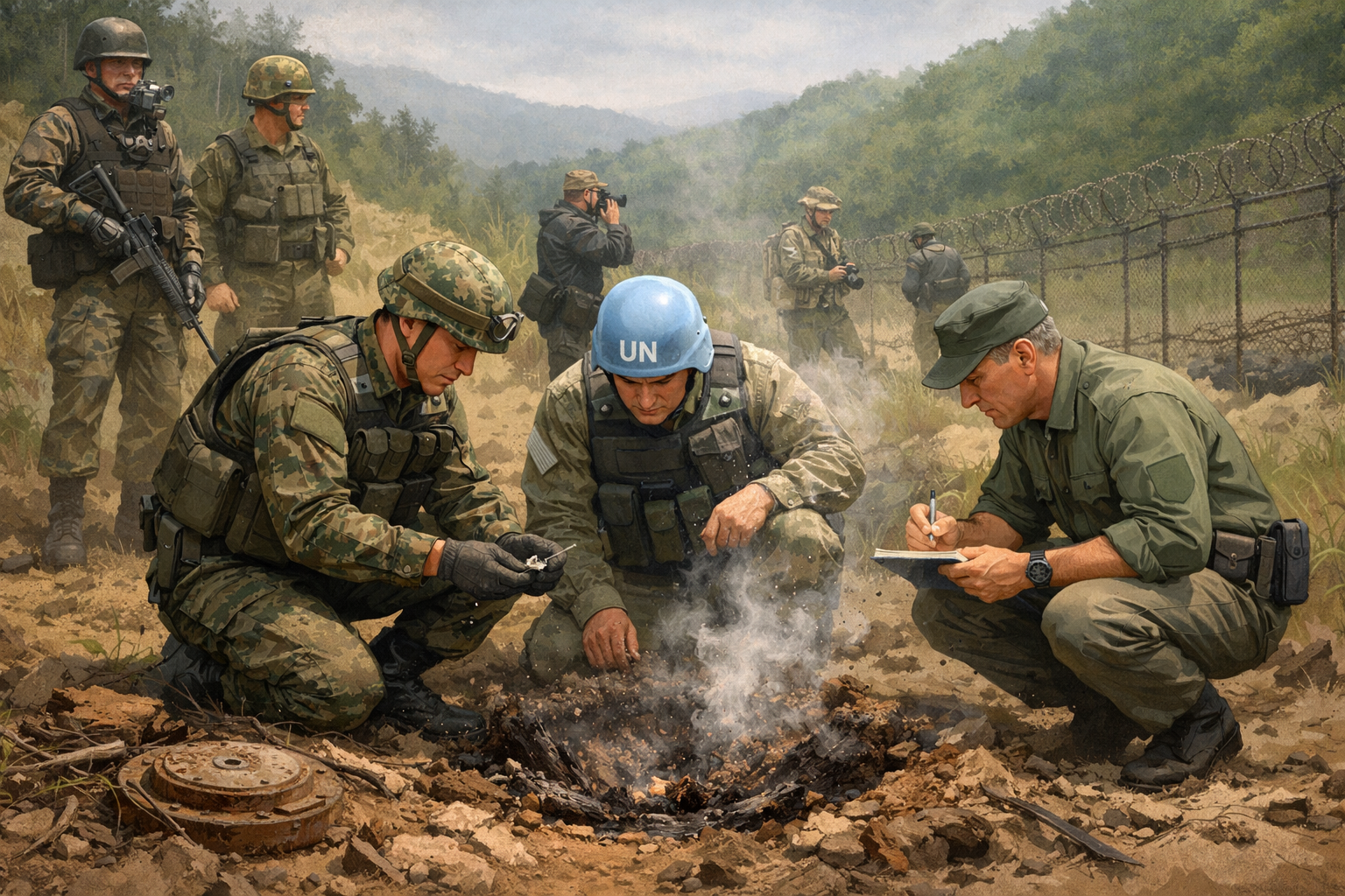합참, DMZ 폭발 원인 조사 착수…유실지뢰 등 모든 가능성 검토 관련 AI 보도 일러스트