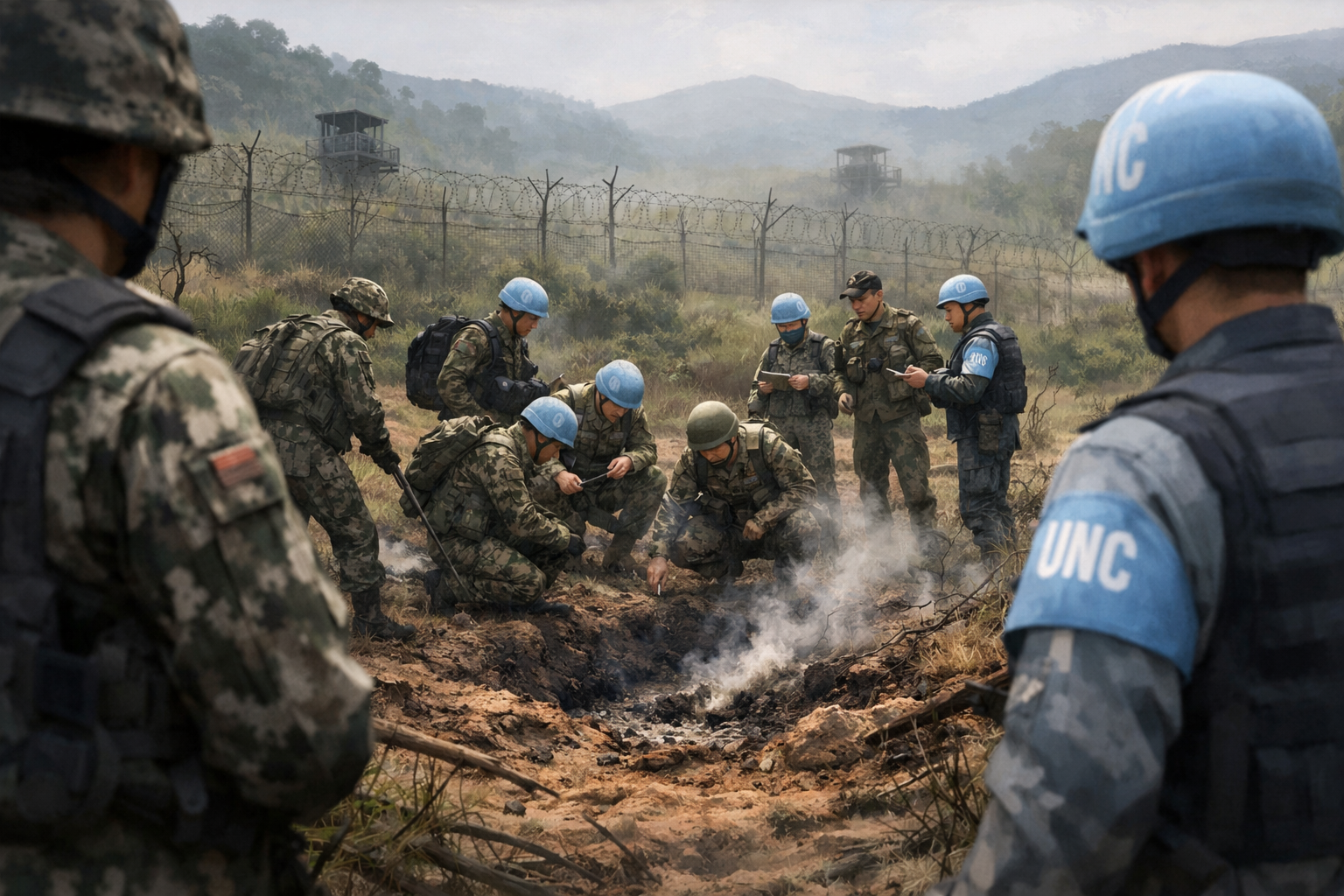 군·유엔사, DMZ 폭발 사고 엿새 만에 현장 조사…추가 조사 예정 관련 AI 보도 일러스트