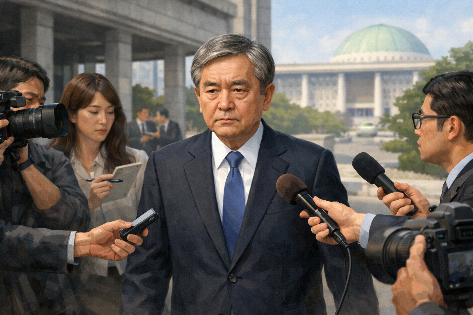 대법원장, 대법관 재제청 갈등 입장 국감서 밝히기로 관련 AI 보도 일러스트