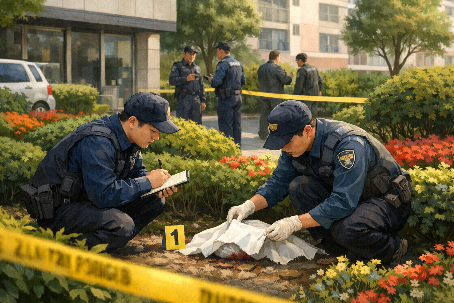 여수 아파트 화단에서 신생아 시신 발견…경찰 수사 관련 AI 보도 일러스트