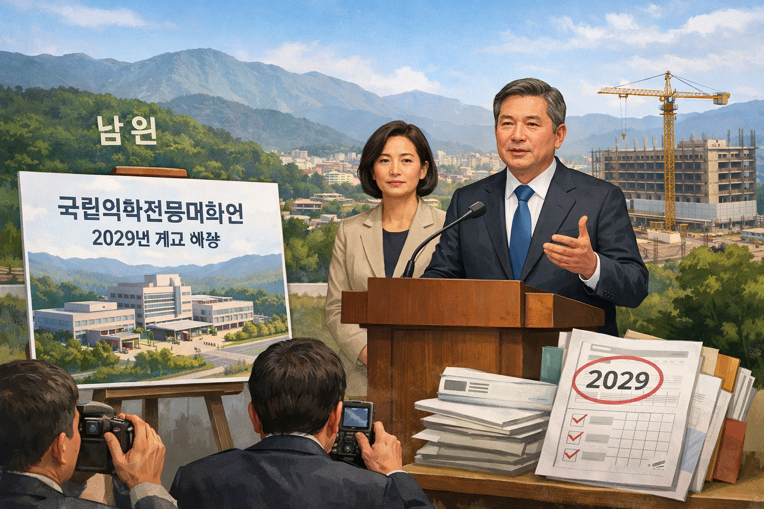 국립의학전문대학원 남원 설립 확정…2029년 개교 예정 관련 AI 보도 일러스트
