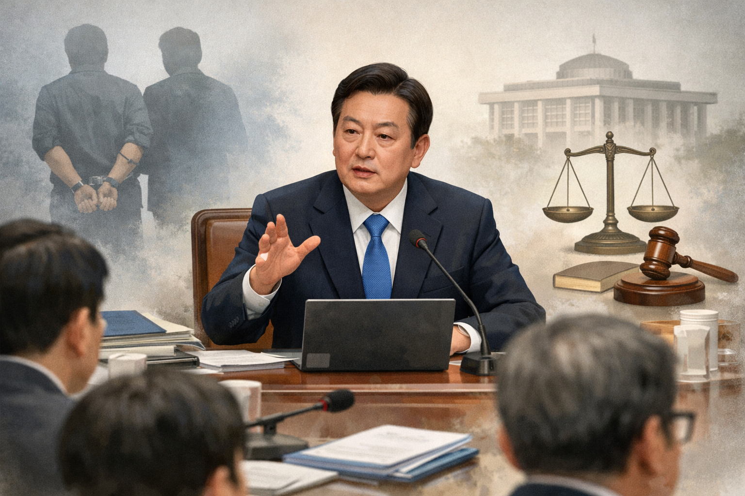 이 대통령, 출범한 중수청에 진영 구분 없는 엄정 수사 주문 관련 AI 보도 일러스트