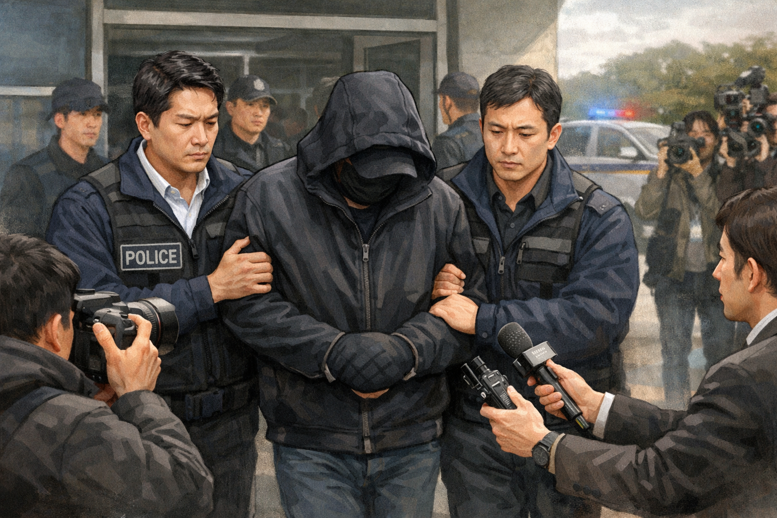 나주 60대 부부 살해 용의자, 도주 이틀 만에 무안서 검거 관련 AI 보도 일러스트