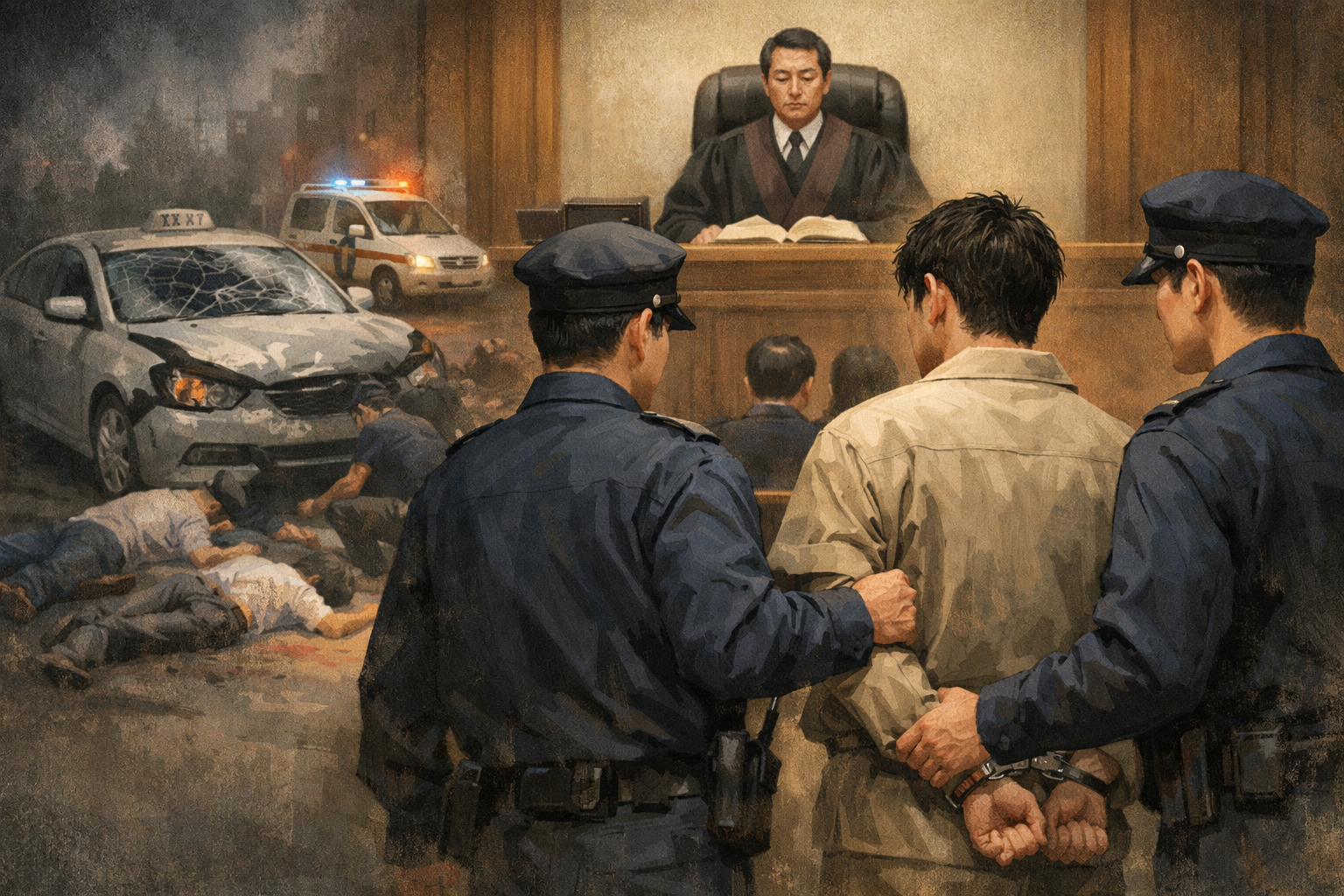 택시기사 살해한 20대 남성에게 징역 35년 확정 관련 AI 보도 일러스트