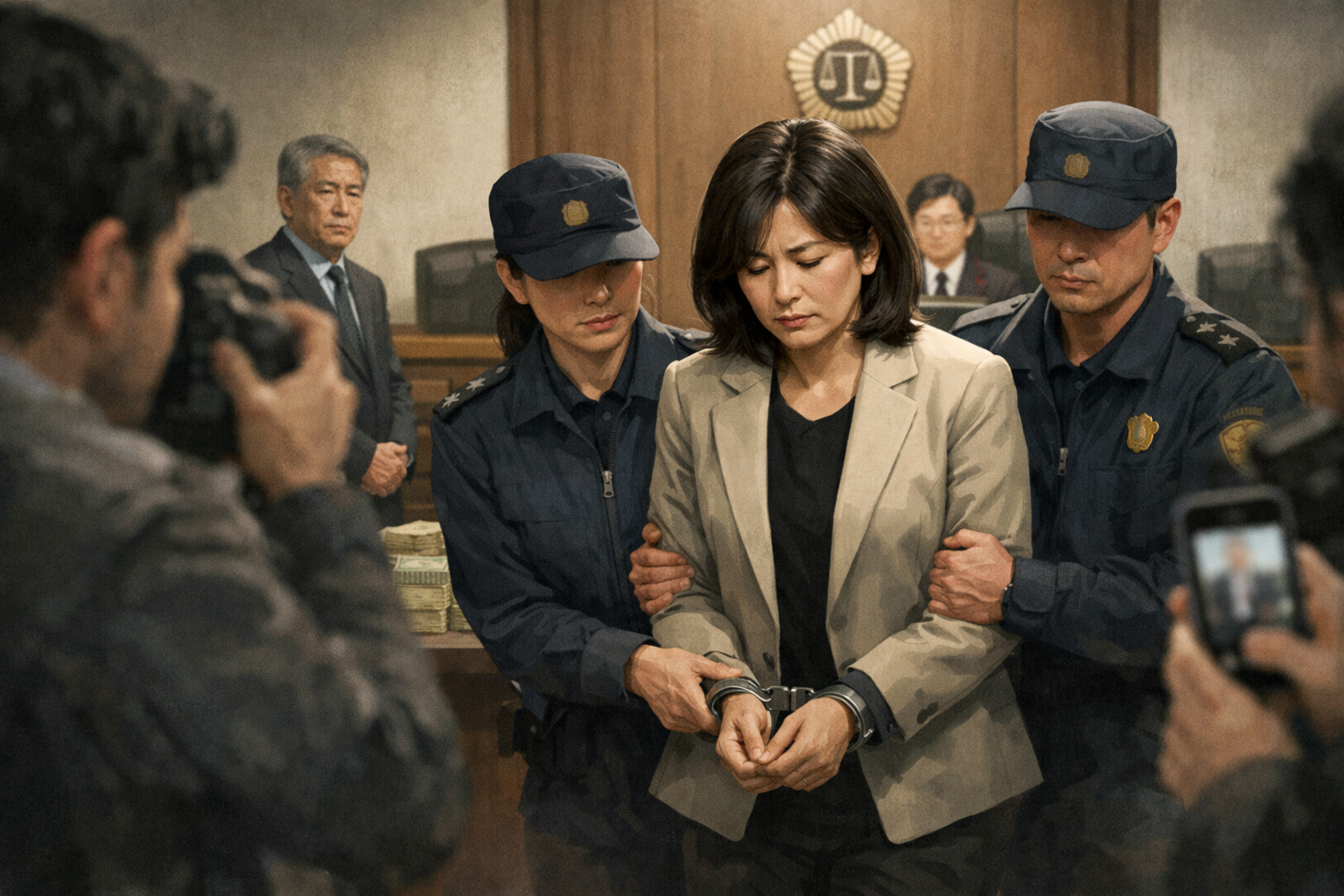 강선우, 공천헌금 수수 혐의로 1심 징역 2년 6개월 관련 AI 보도 일러스트