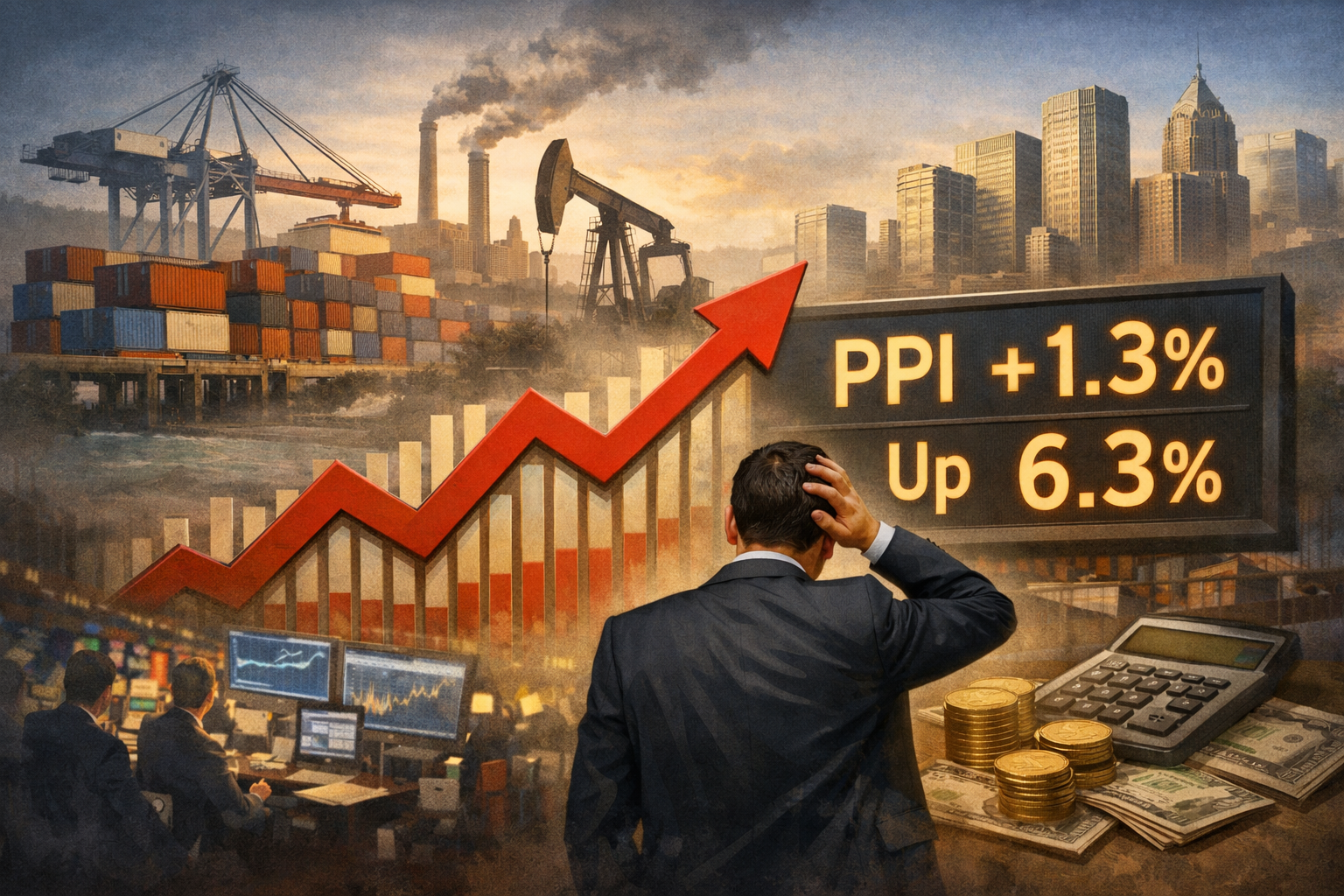 미국 9월 생산자물가 급등…연간 상승률 6.3% 관련 AI 보도 일러스트