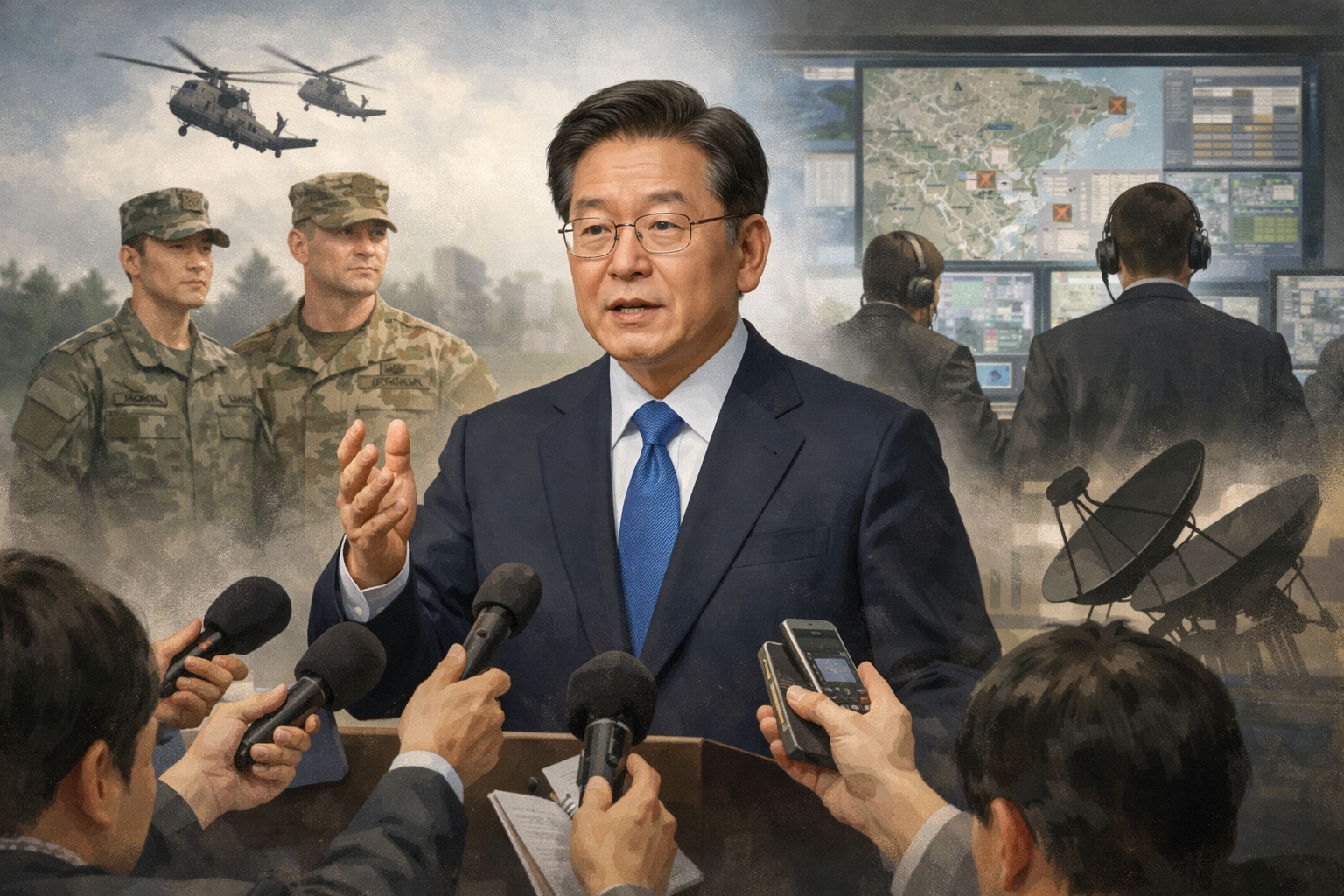 이 대통령, 전시작전통제권 조기 환수 의지 재확인 관련 AI 보도 일러스트