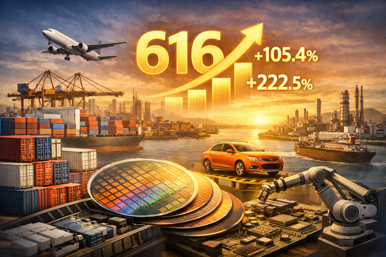 10월 1~20일 수출 616억달러…반도체가 증가세를 이끌었다 관련 AI 보도 일러스트